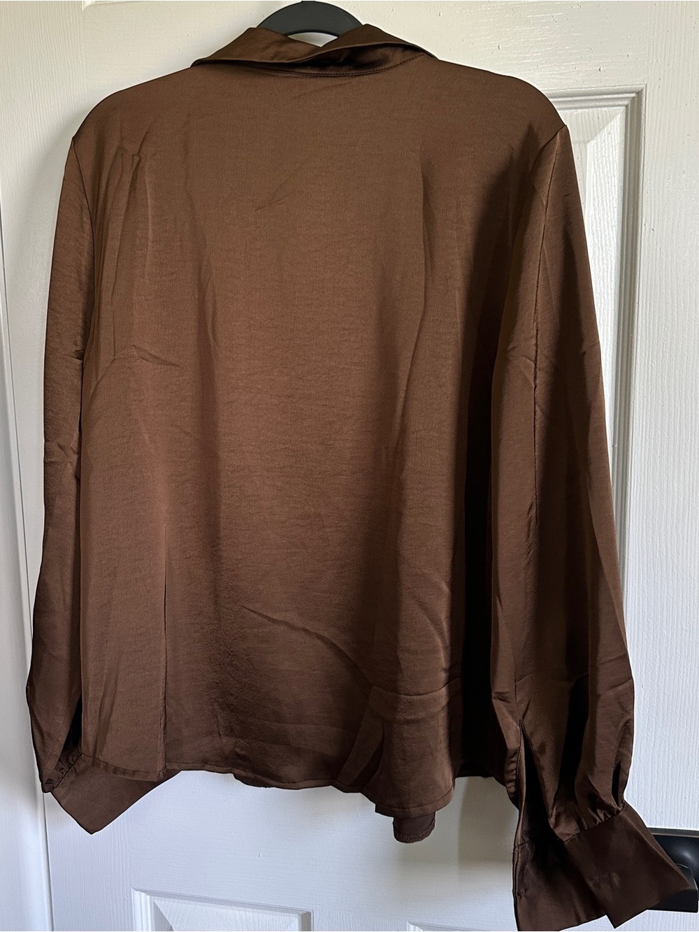 Brown Satin Button down - Picture 3 of 3